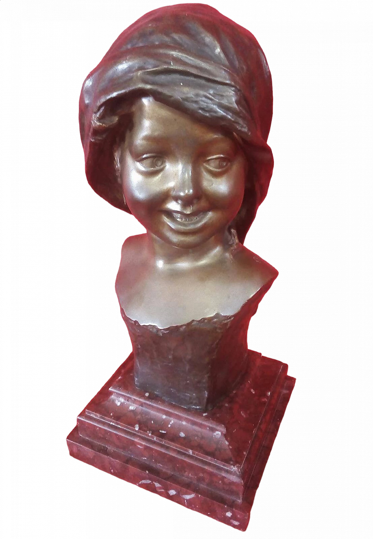 Smiling little girl, bronze sculpture, second half of the 19th century 10