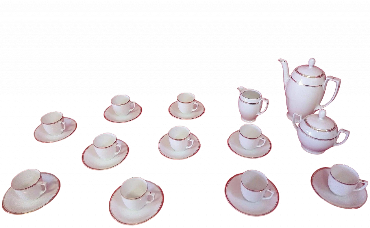 Czechoslovakian white and gilded porcelain coffee service, 1950s 9