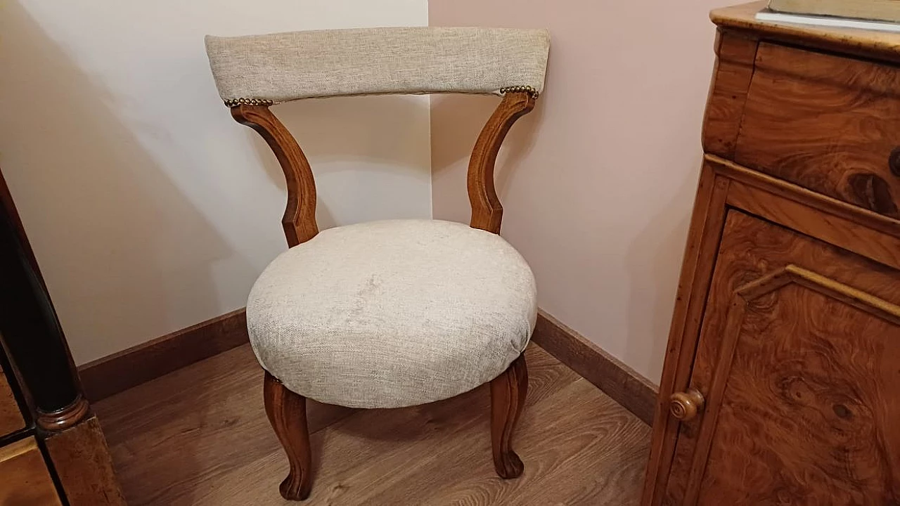 Beechwood armchair with beige cotton upholstery, 19th century 6