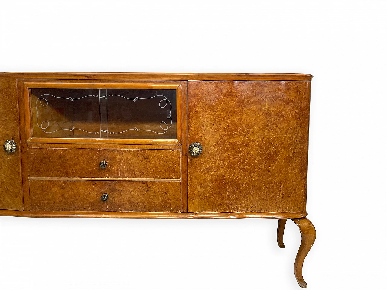 Walnut sideboard with two drawers and hinged side doors, 1950s 7