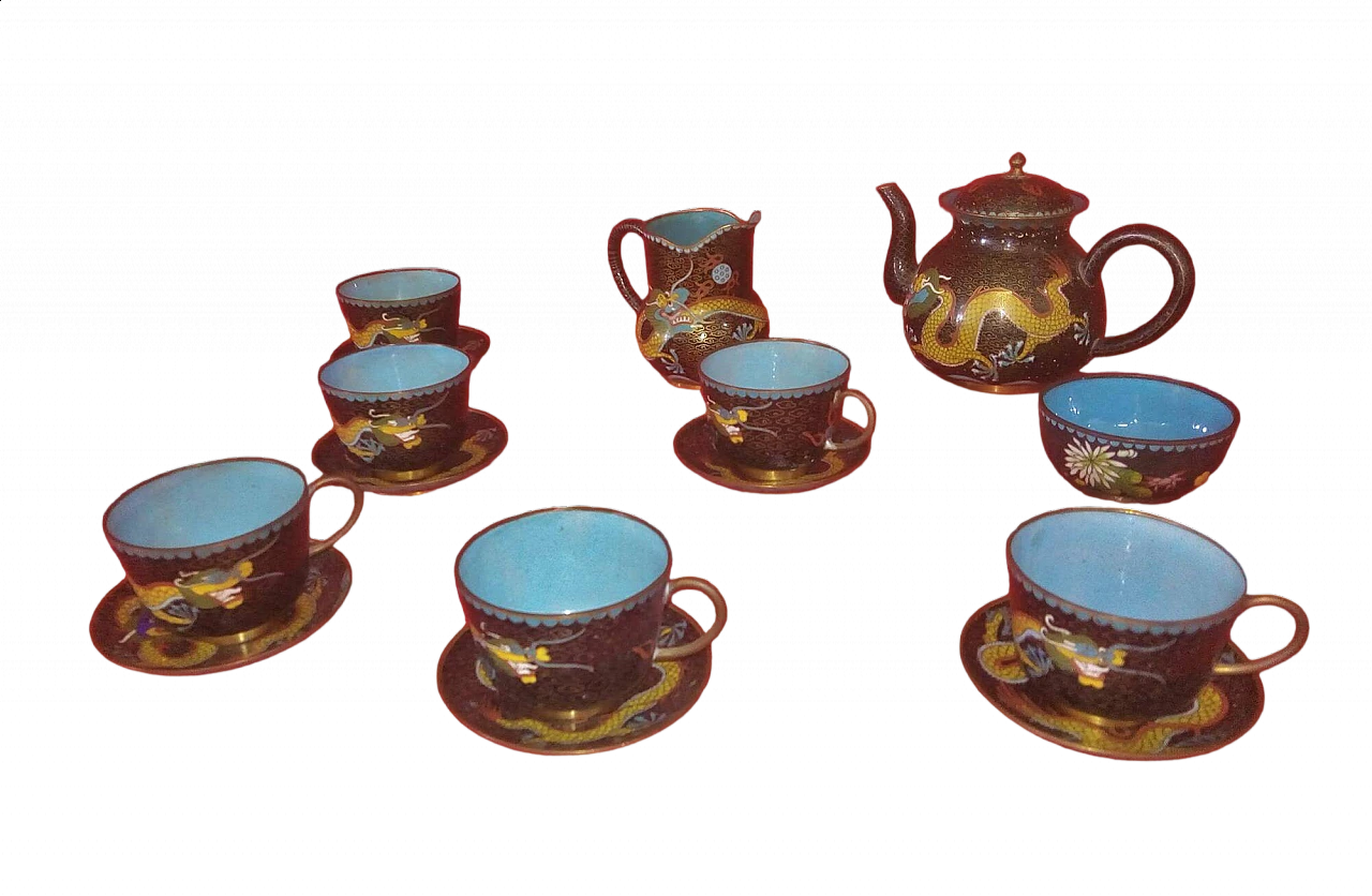 Coffee set in cloisonné enamel, mid-19th century 11