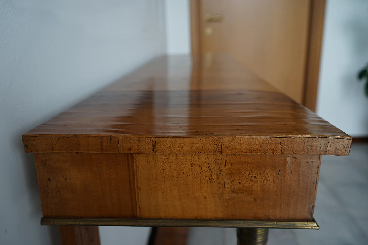 Empire console table in solid and satin walnut, 19th century 7