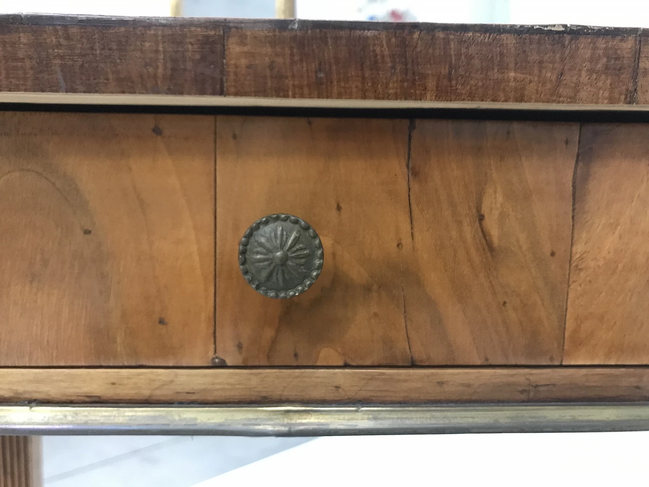 Empire console table in solid and satin walnut, 19th century 8