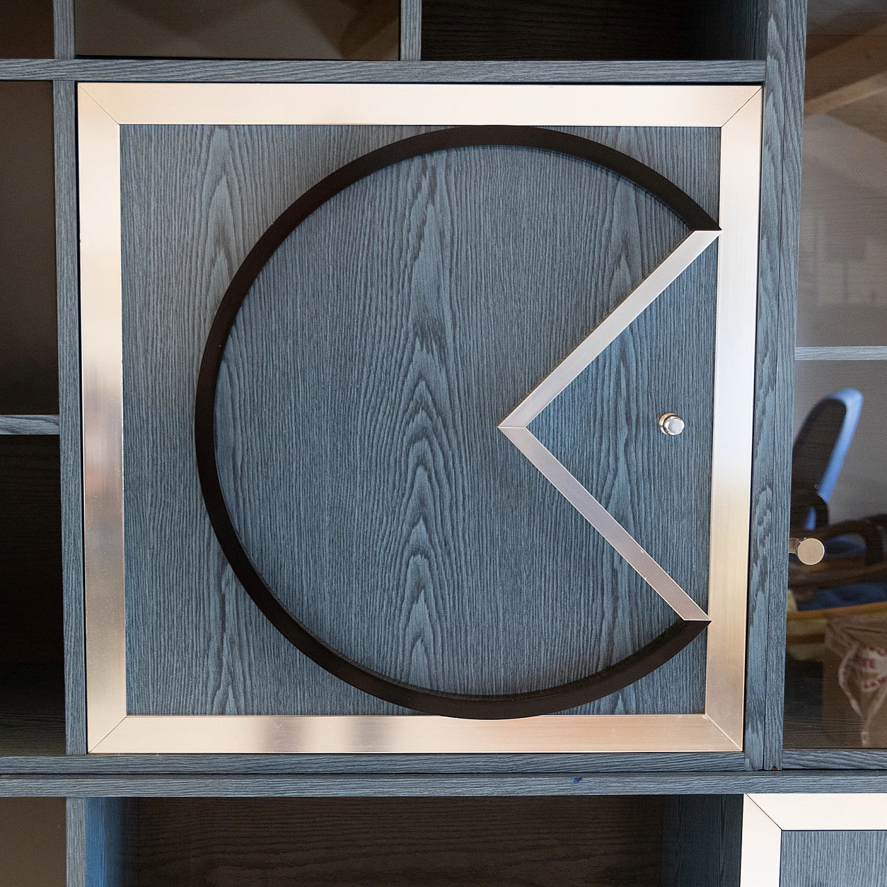 Geometric wood, metal and glass bookcase, 1970s 9