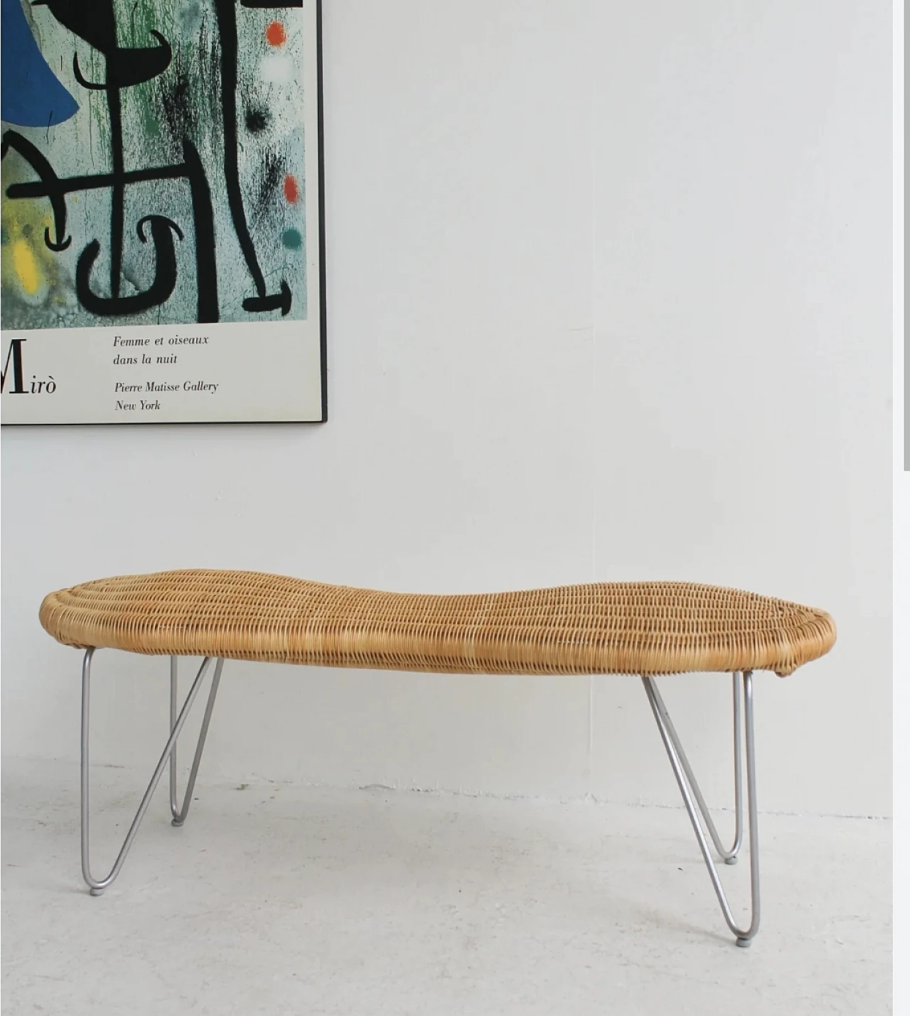 Rattan and steel Peanut bench by Ikea, 1990s 1