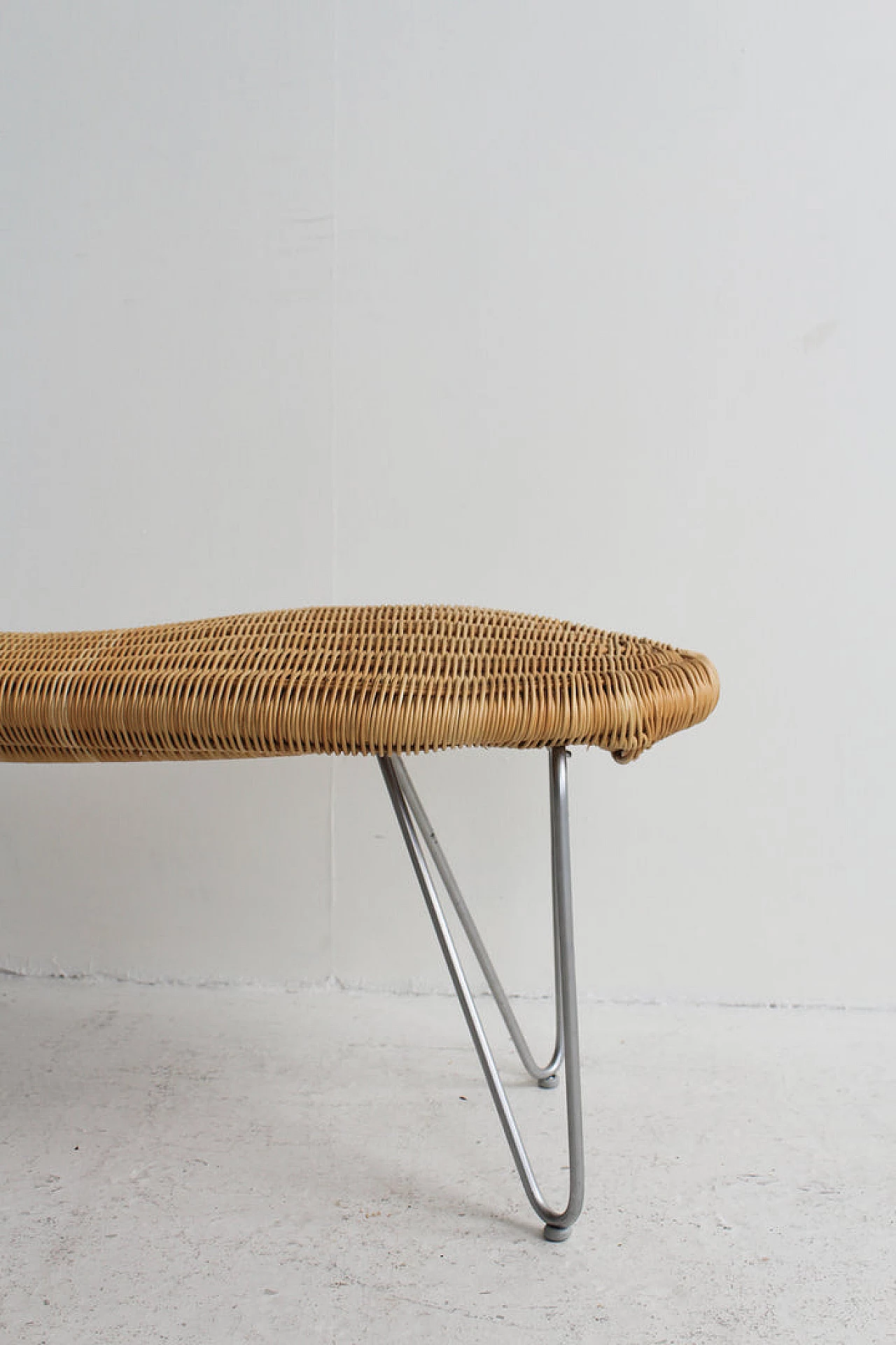 Rattan and steel Peanut bench by Ikea, 1990s 3