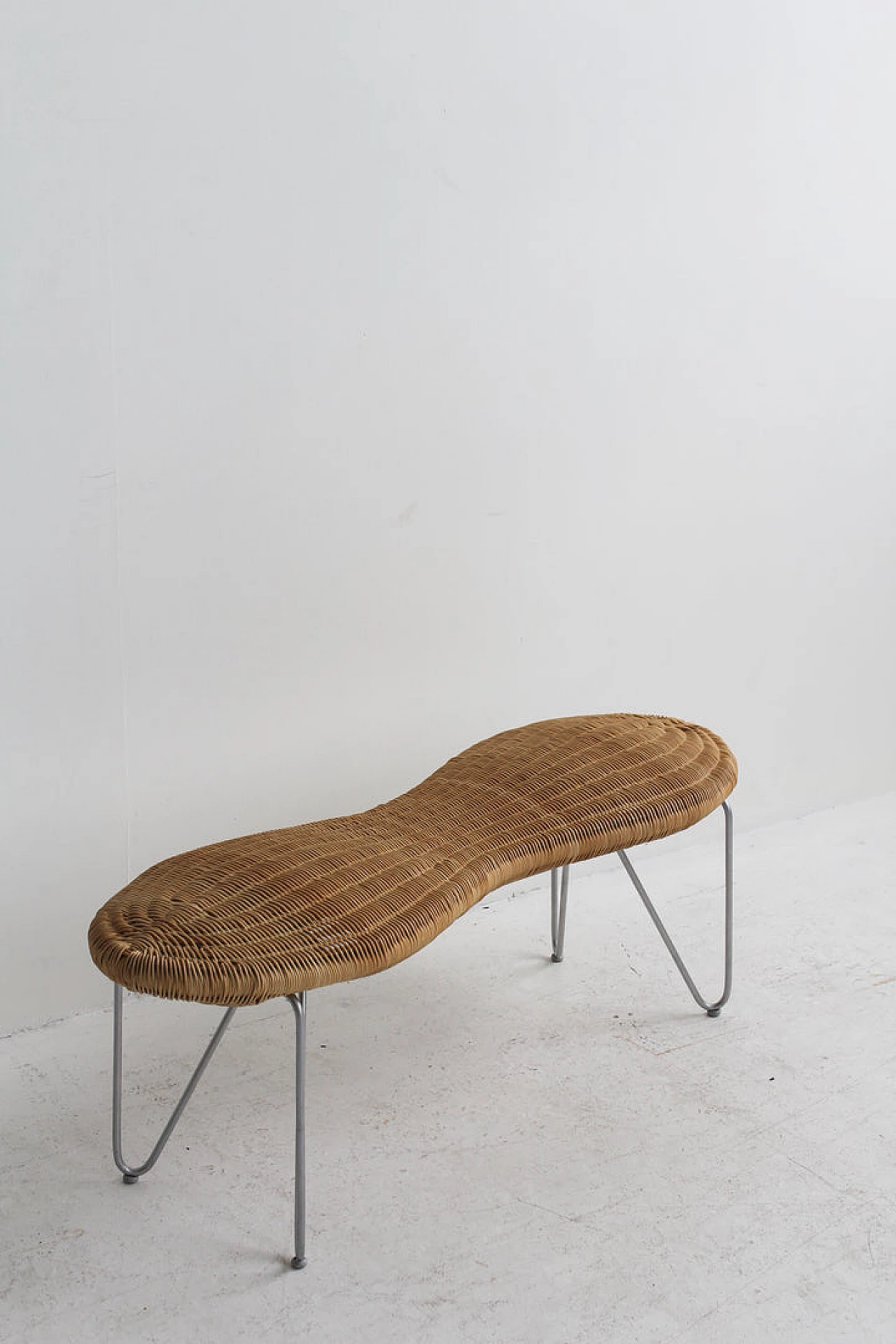 Rattan and steel Peanut bench by Ikea, 1990s 5