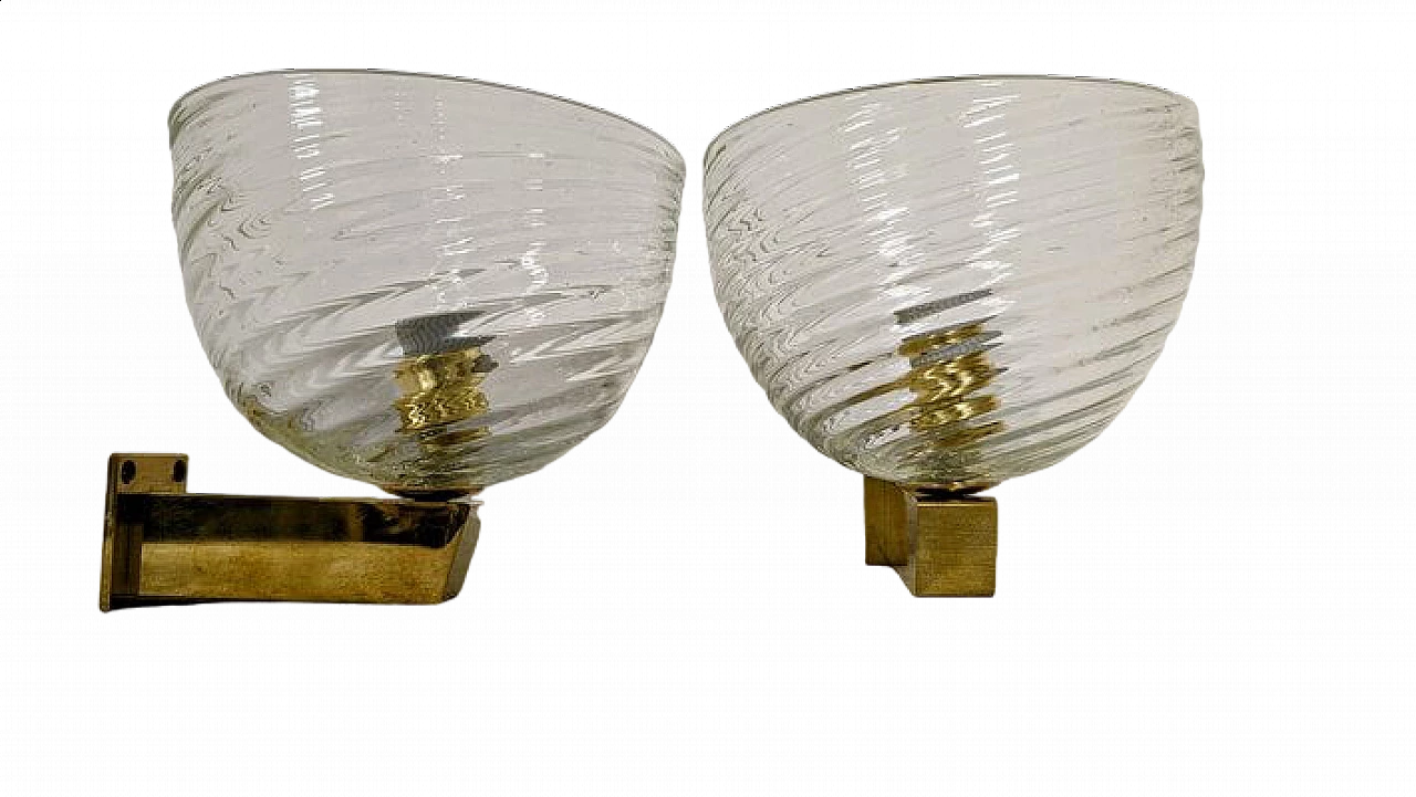 Pair of Murano glass wall lamps, 1950s 5