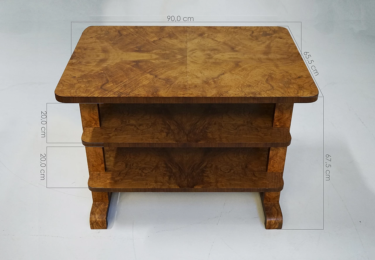 Briarwood coffee table with three shelves, 1940s 6