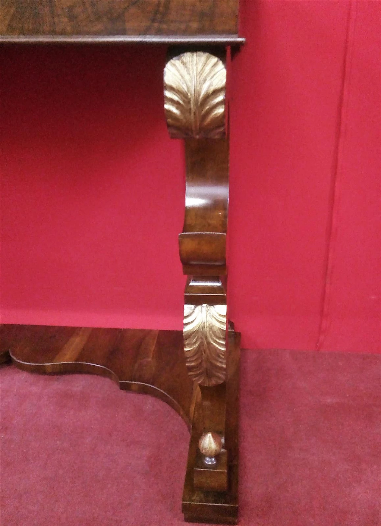 Empire walnut and marble console with mirror, early 19th century 4