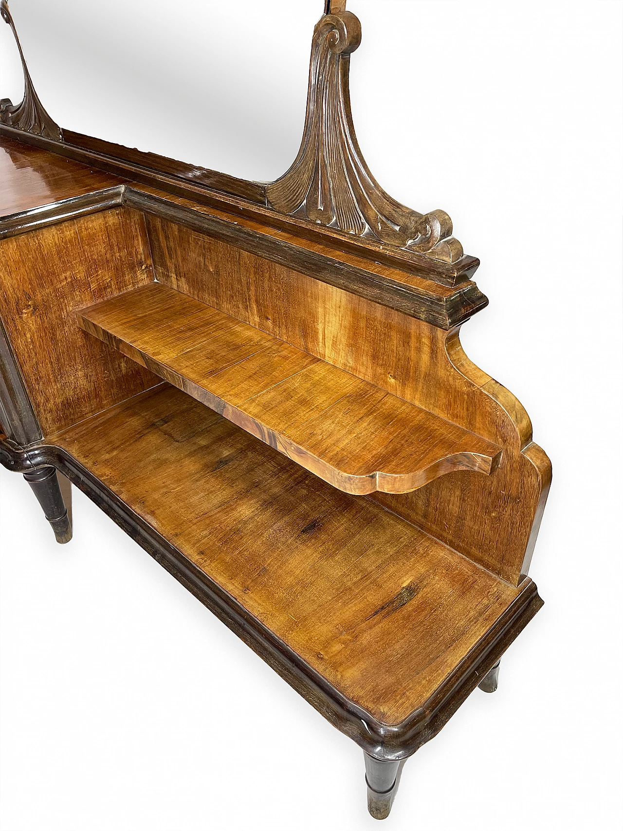 Walnut vanity table with five turned feet, 1950s 16