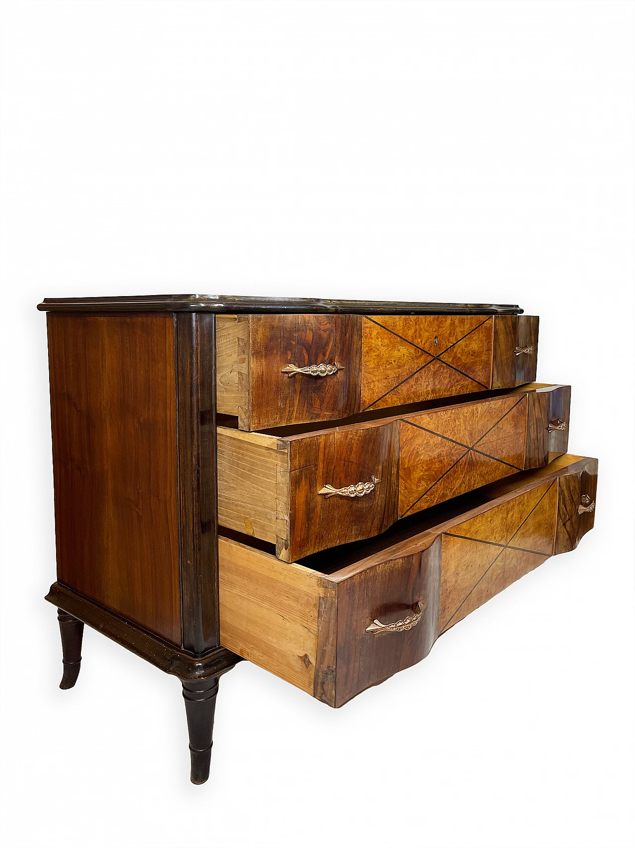 Walnut wood chest of drawers, 1950s 6