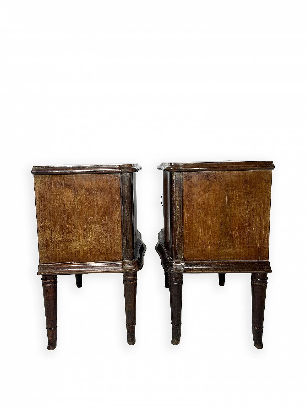 Pair of walnut bedside table with front door, 1950s 6