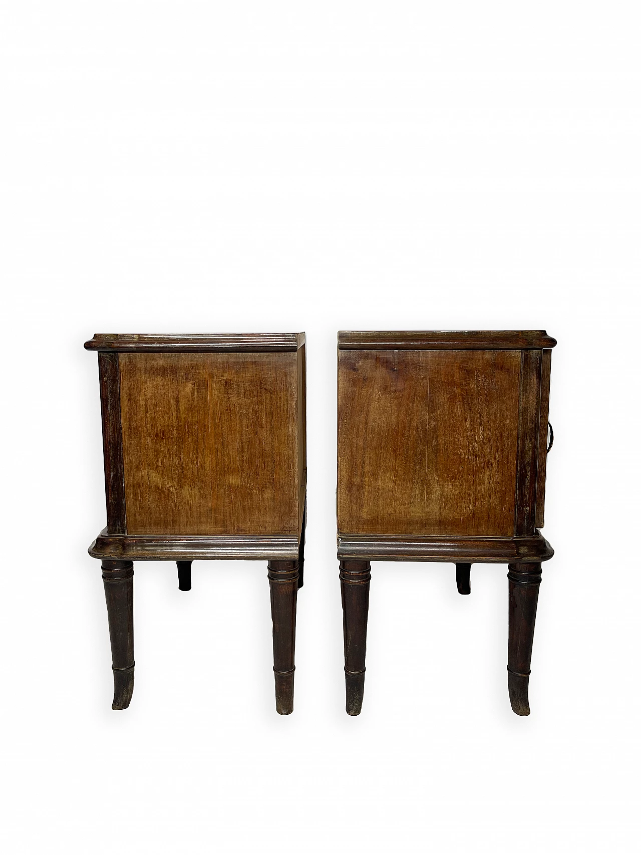 Pair of walnut bedside table with front door, 1950s 8