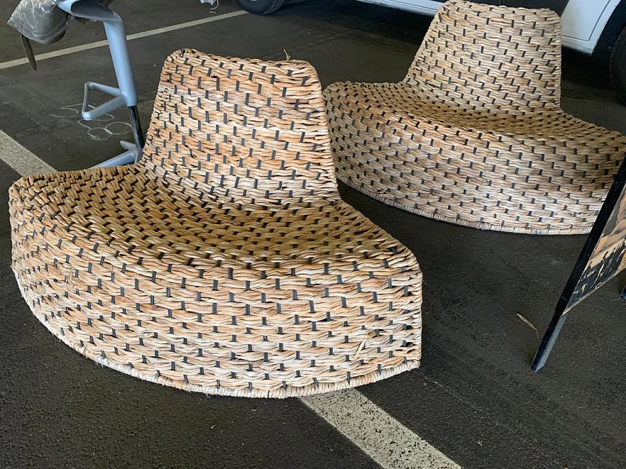 Pair of modular rattan lounge chair, 1980s 2