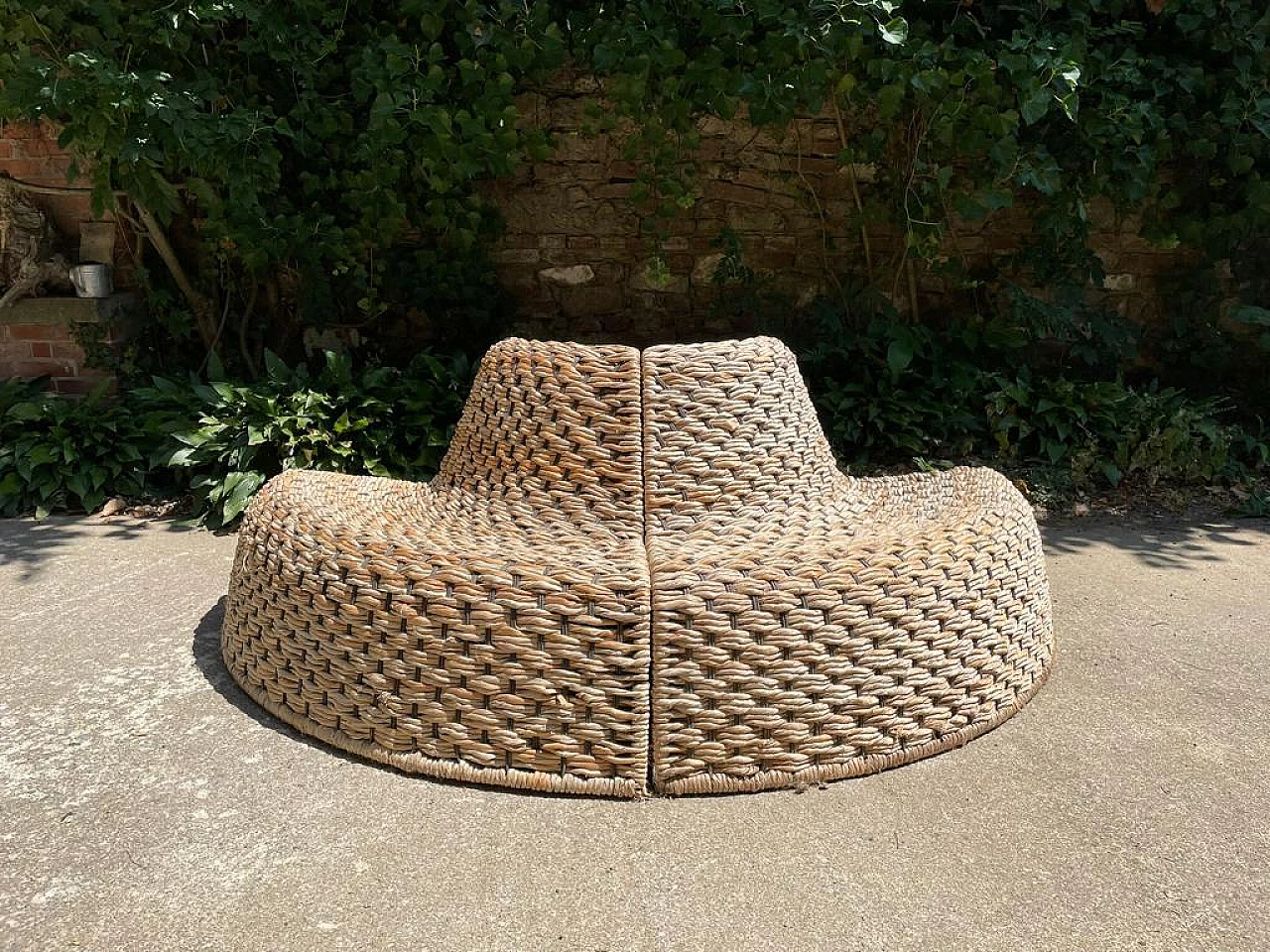 Pair of modular rattan lounge chair, 1980s 3