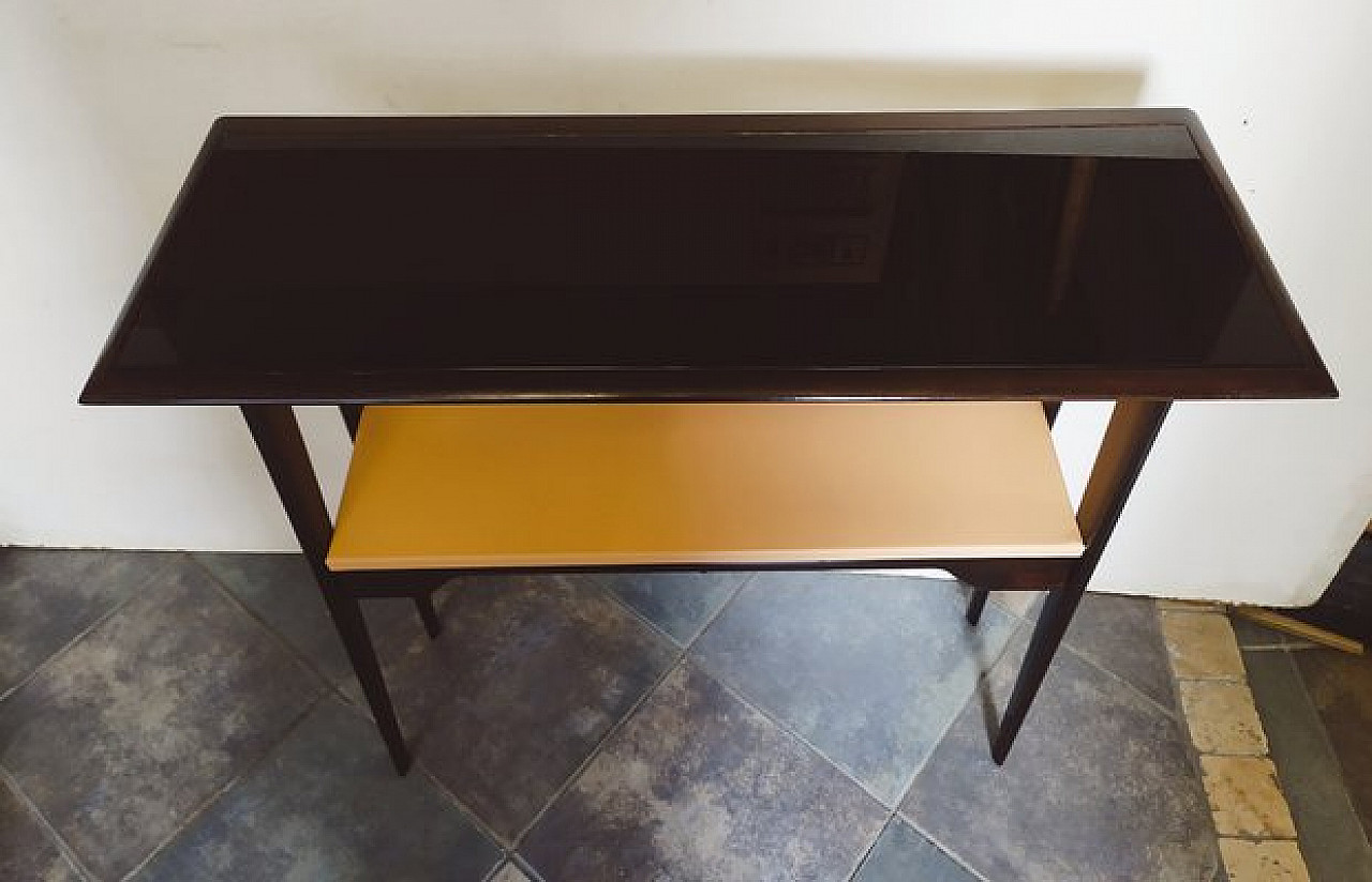 Beech and glass console table in the style of Ico Parisi, 1950s 5