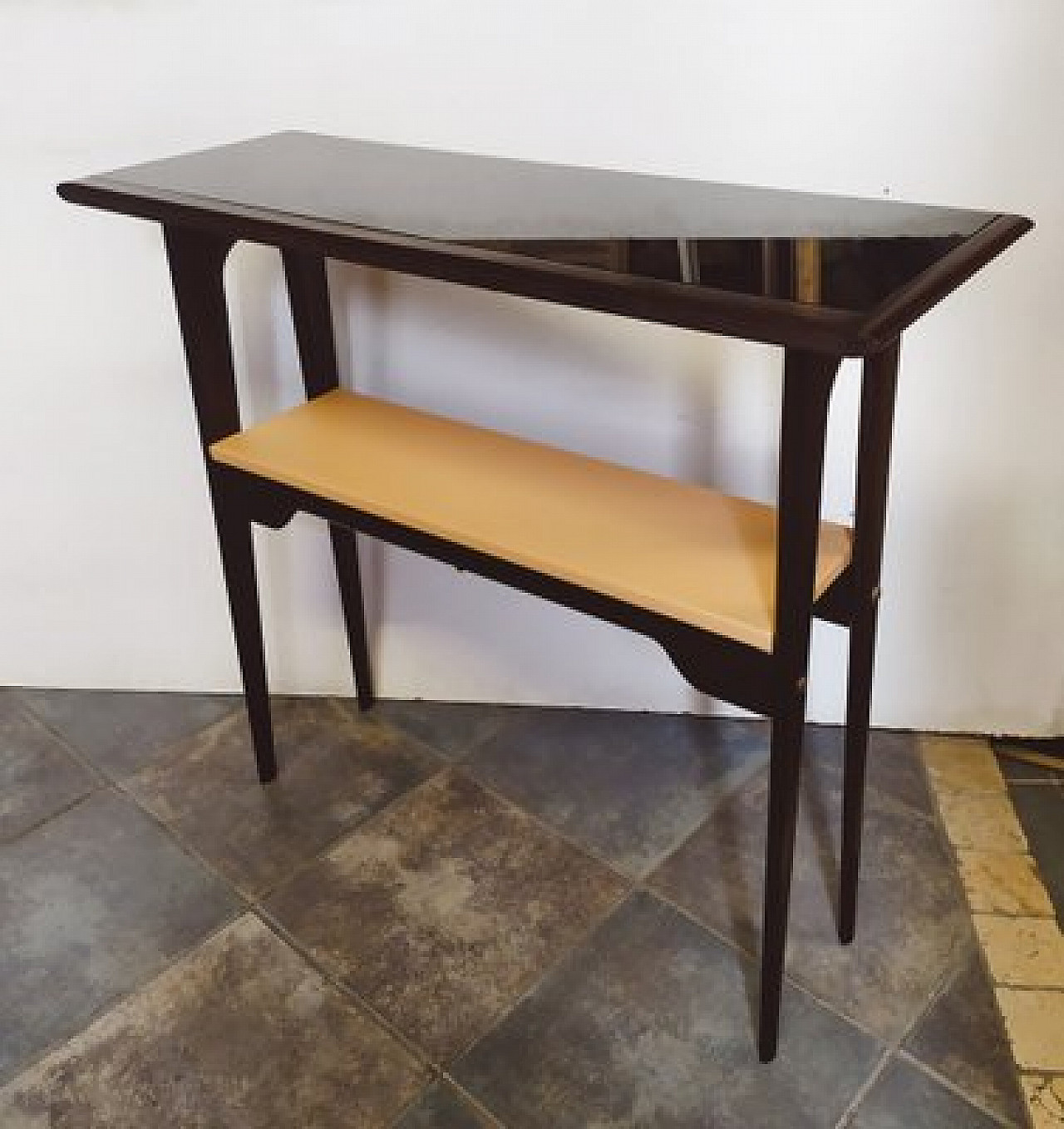 Beech and glass console table in the style of Ico Parisi, 1950s 8