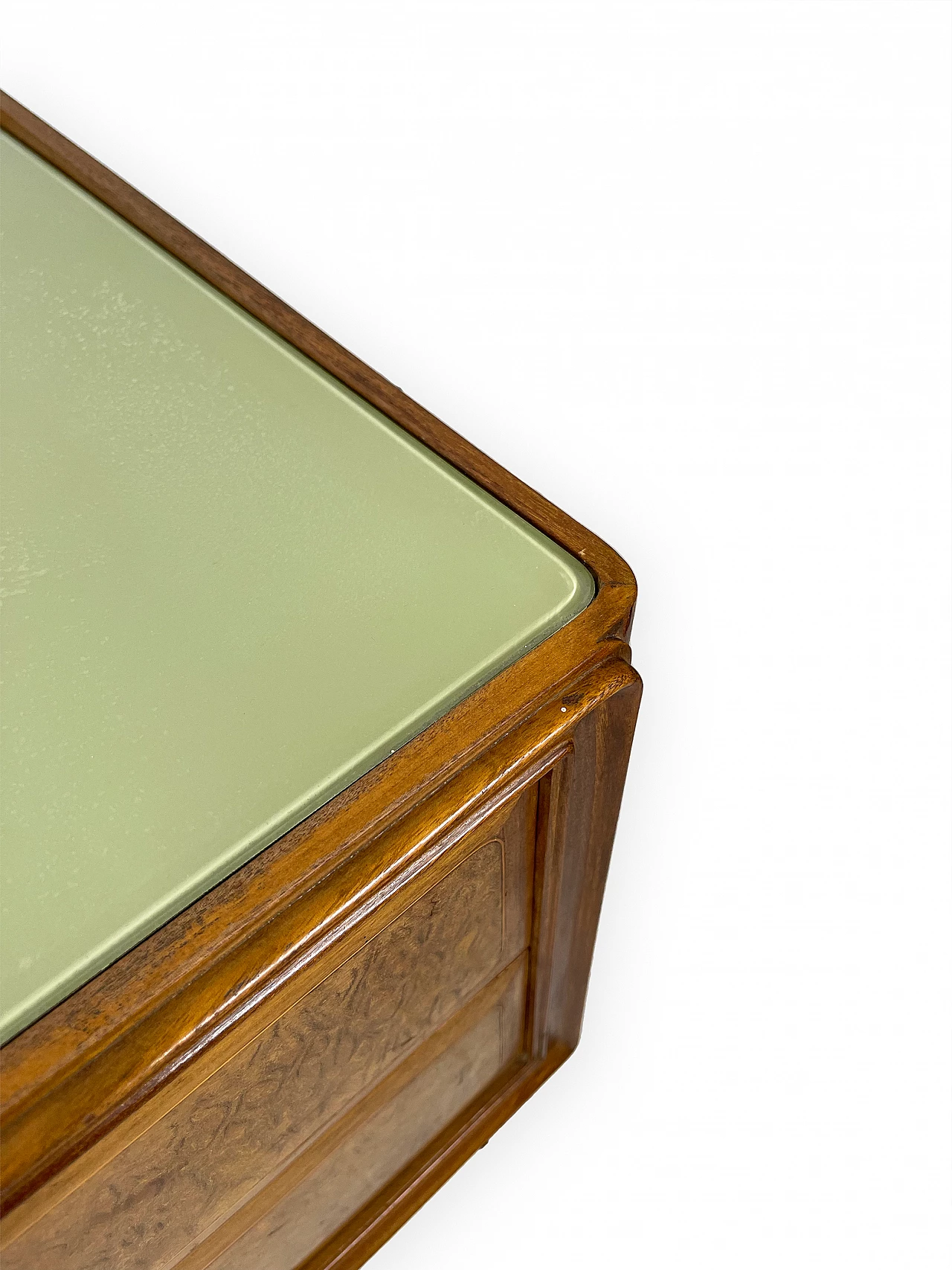 Mahogany and brass chest of drawers with glass top, 1950s 19