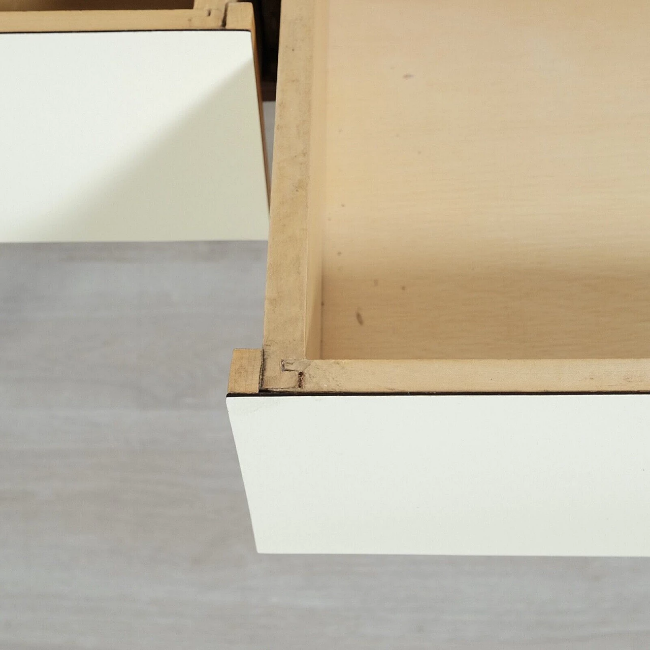 Enameled iron, wood and formica bookcase with desk, 1960s 14