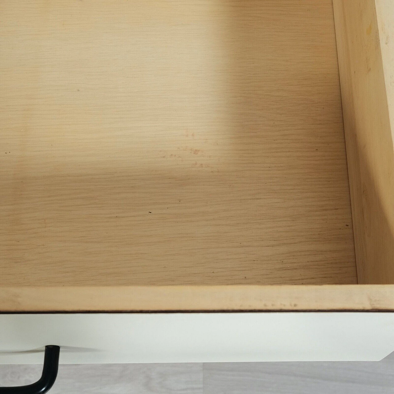 Enameled iron, wood and formica bookcase with desk, 1960s 15