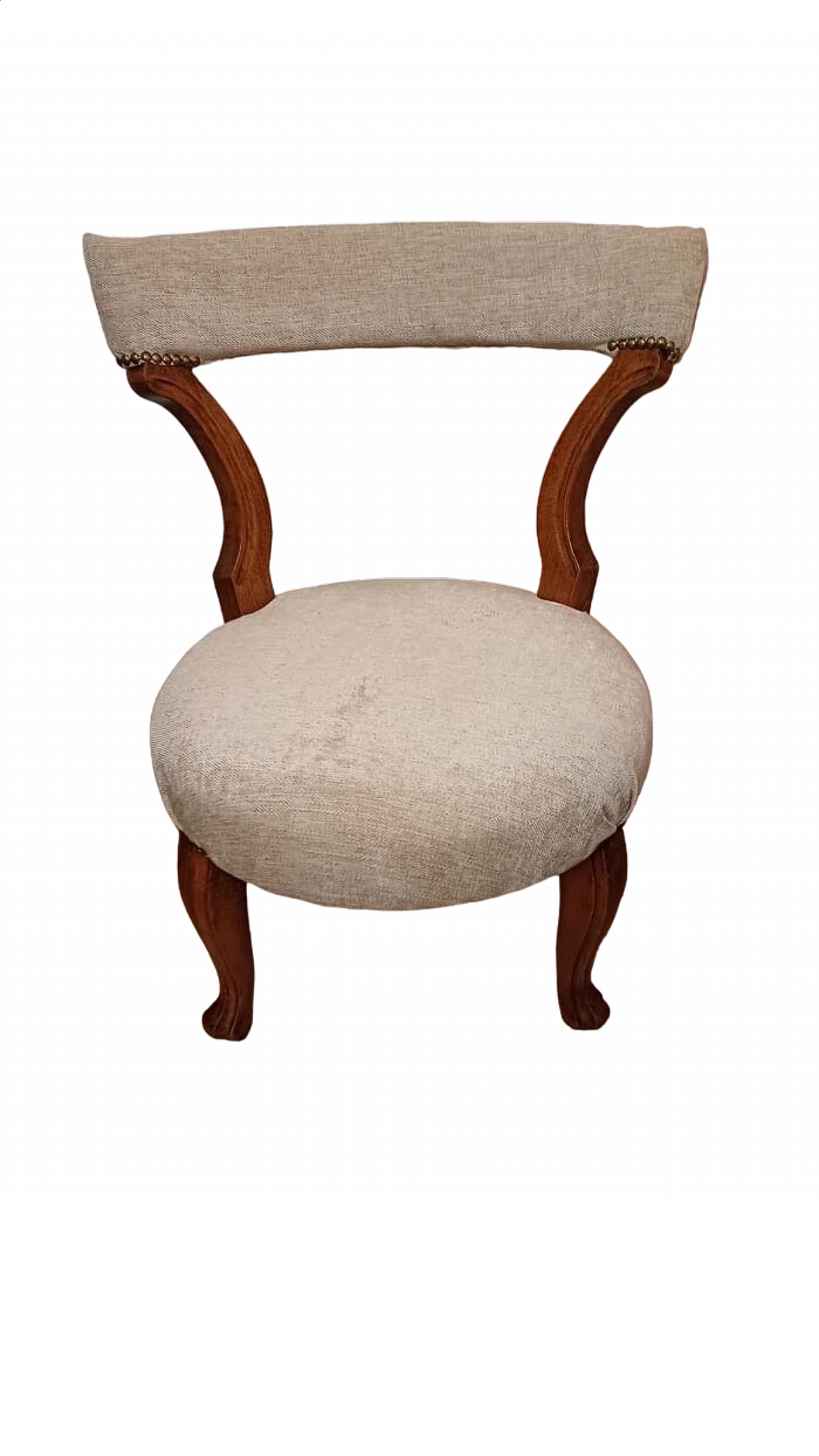 Beechwood armchair with beige cotton upholstery, 19th century 7