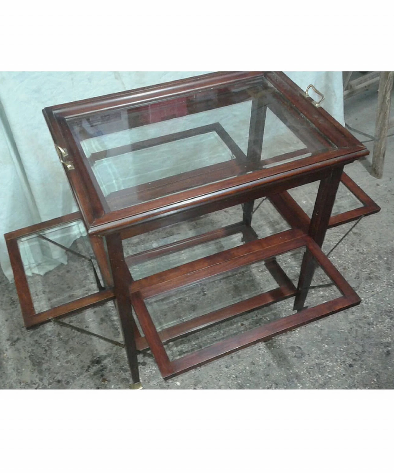 Wood and glass multi-shelves coffee table, early 20th century 2