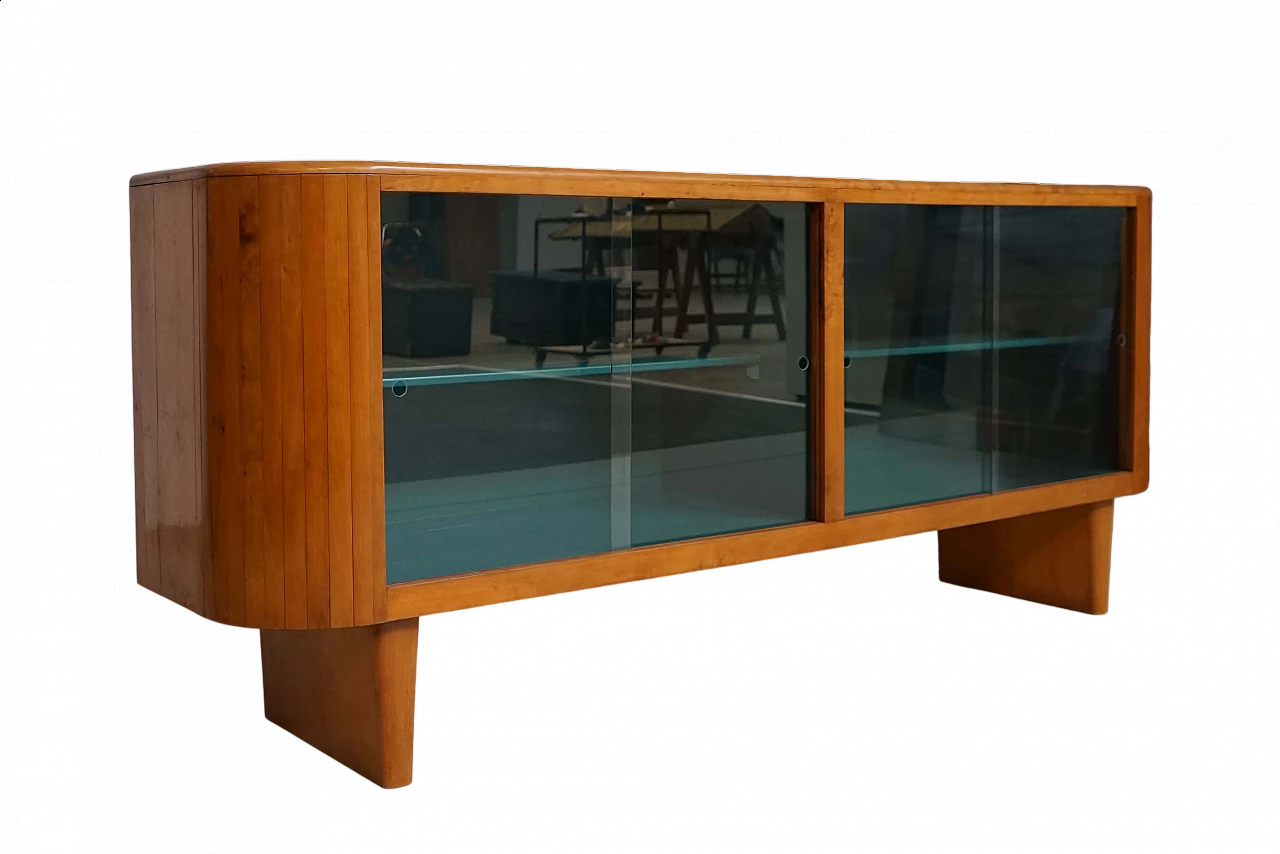 Art Deco sideboard in wood and glass, 1940s 11