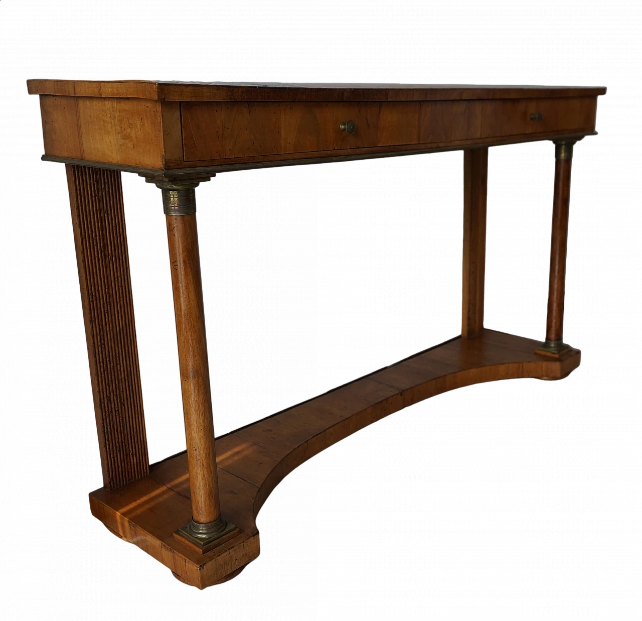 Empire console table in solid and satin walnut, 19th century 10