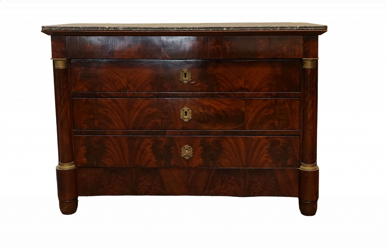 Empire chest of drawers in mahogany veneer, early 19th century 9