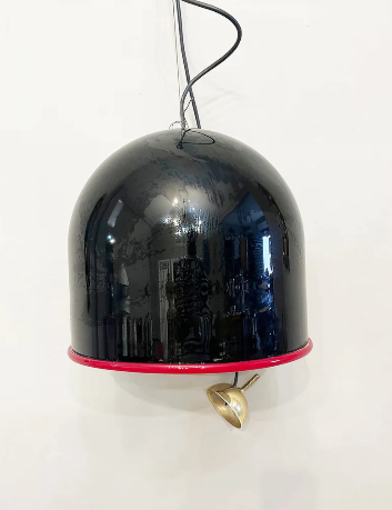 Lampadario in vetro di Murano rosso e nero di Toso, anni '70 1