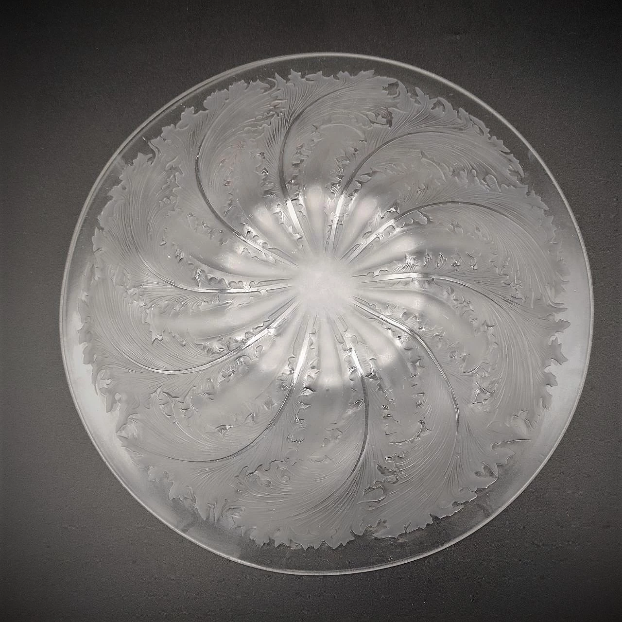 Chicoree plate in opalescent glass by Lalique, 1920s 5