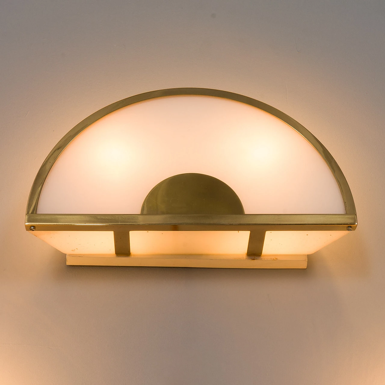 3 Wall lights in glass and brass by Zero Quattro Milano, 1970s 5