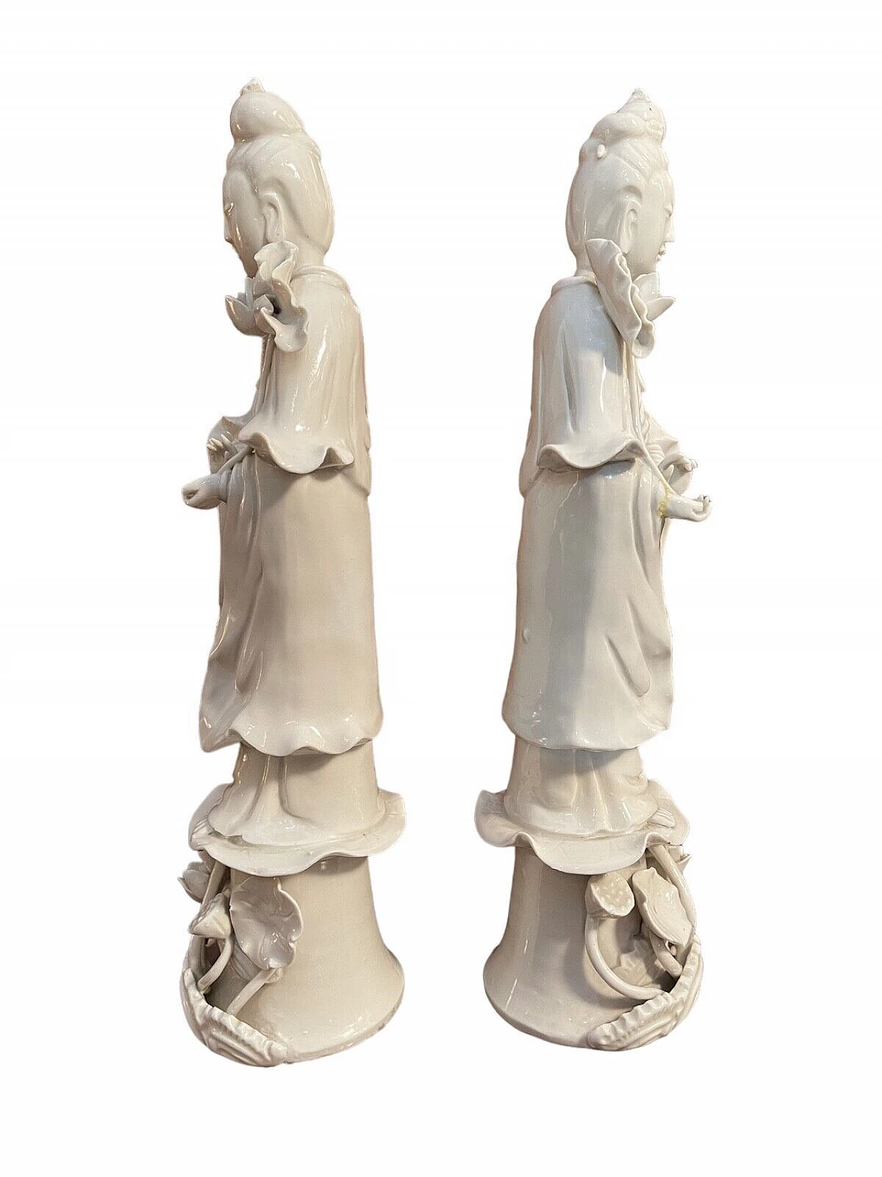 Coppia di sculture cinesi di Guanyin in ceramica, '800 1
