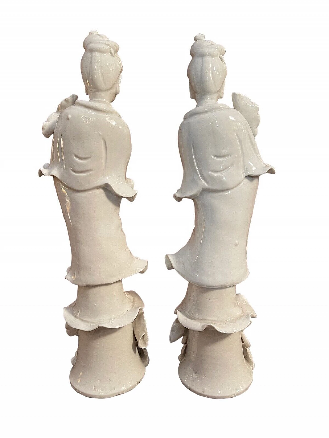 Coppia di sculture cinesi di Guanyin in ceramica, '800 2