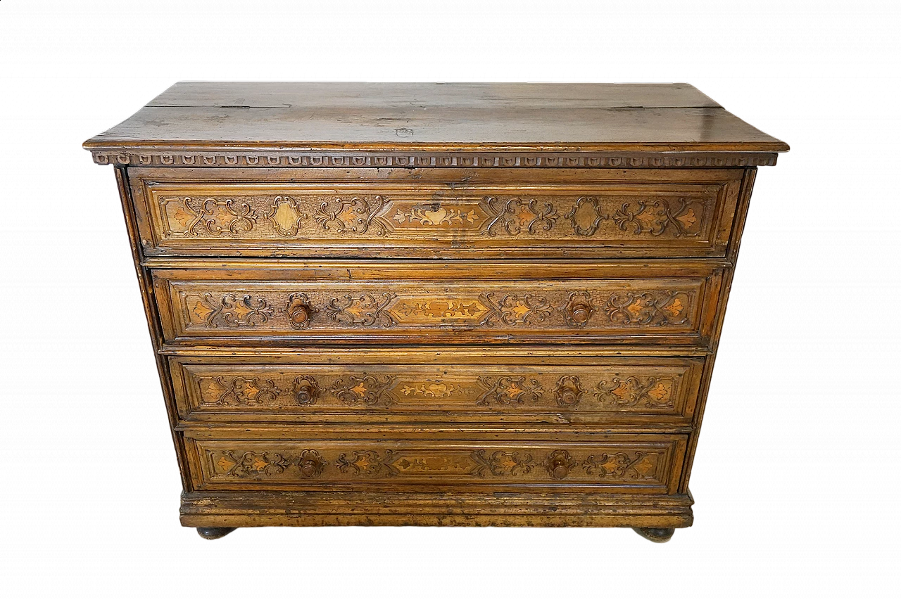 Walnut chest of drawers with flap door, 16th century 10