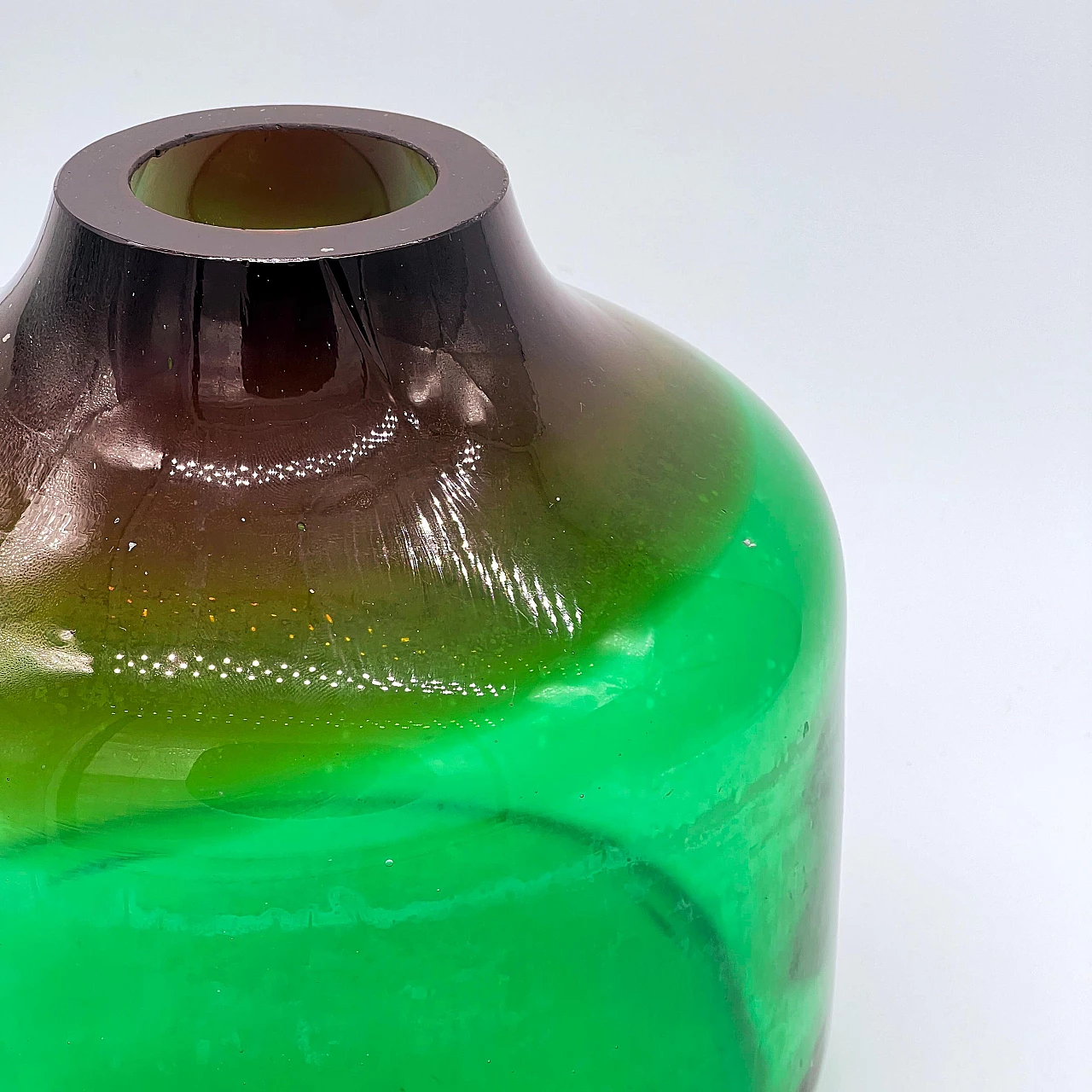 Green Murano glass vase by Vinicio Vianello, 1970s 4