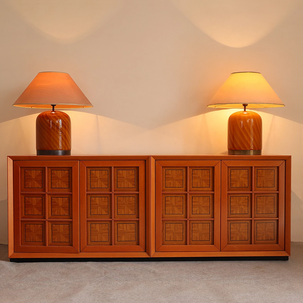 Credenza Caccia alla Volpe in ciliegio di Linea Arredo, anni '70 8