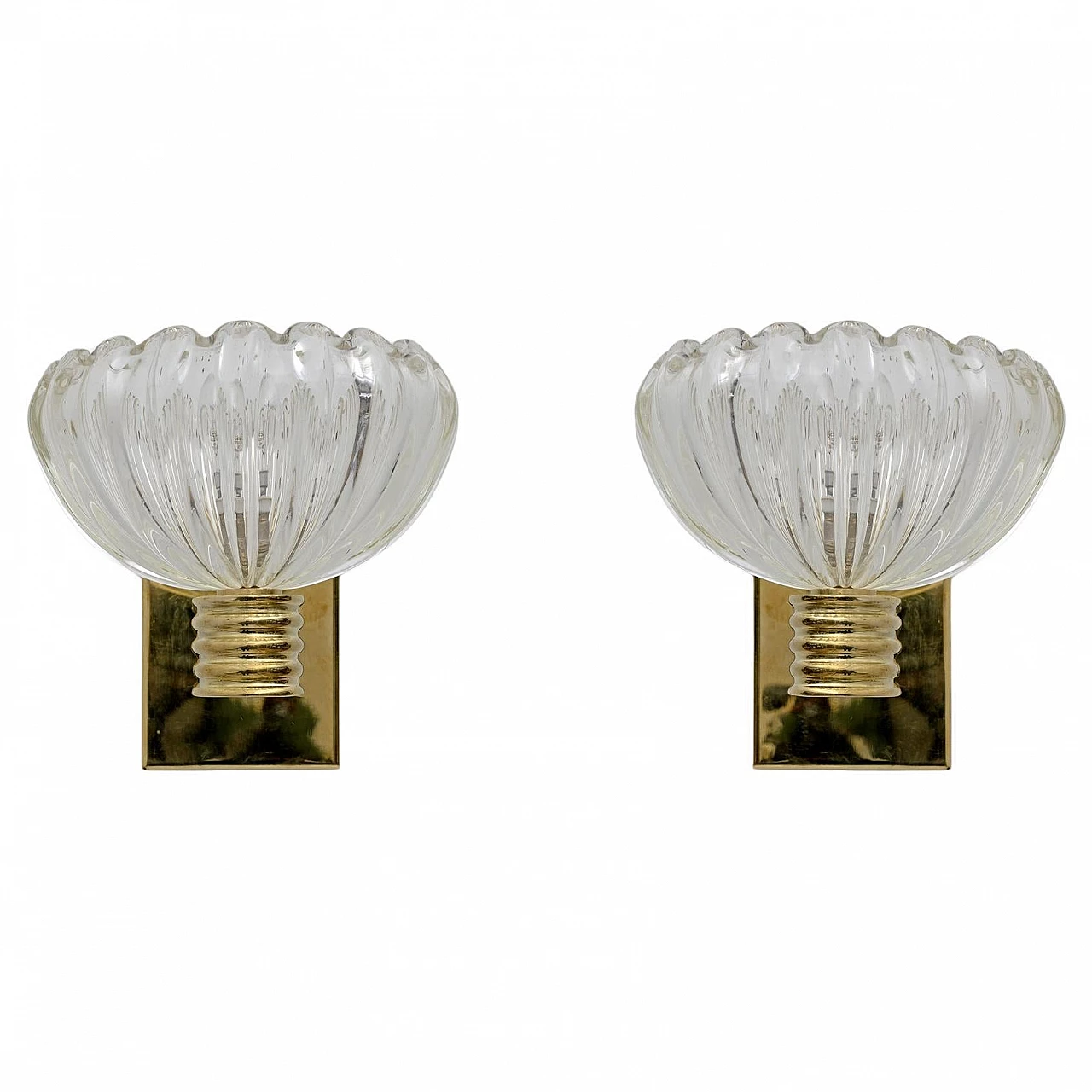 Pair of Art Deco wall lights attributed to Barovier & Toso, 1940s 1