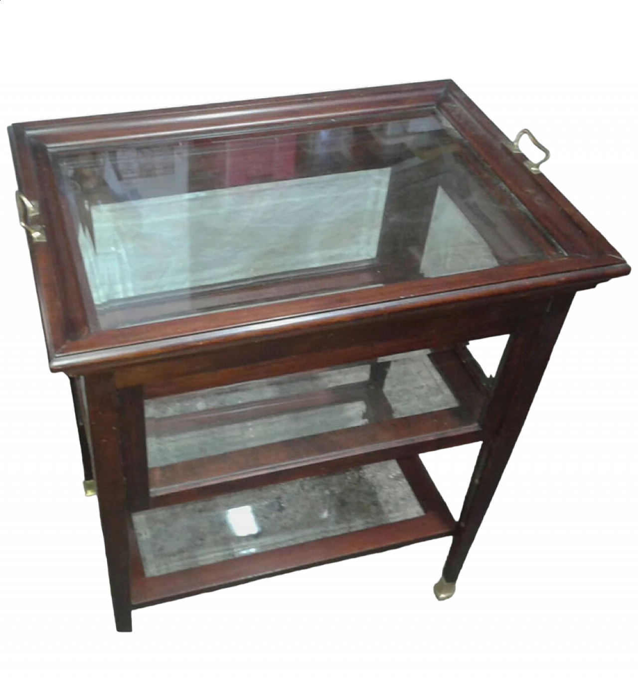 Wood and glass multi-shelves coffee table, early 20th century 4