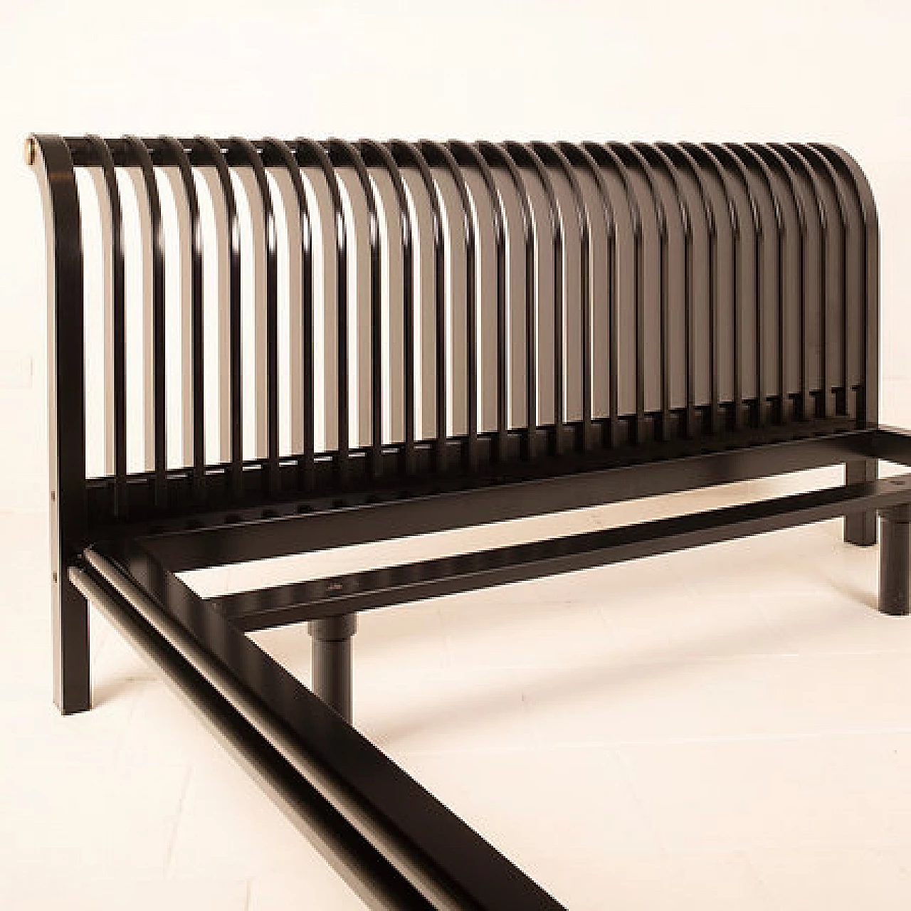 Black lacquered wood and brass bed by Pierre Cardin, 1970s 4