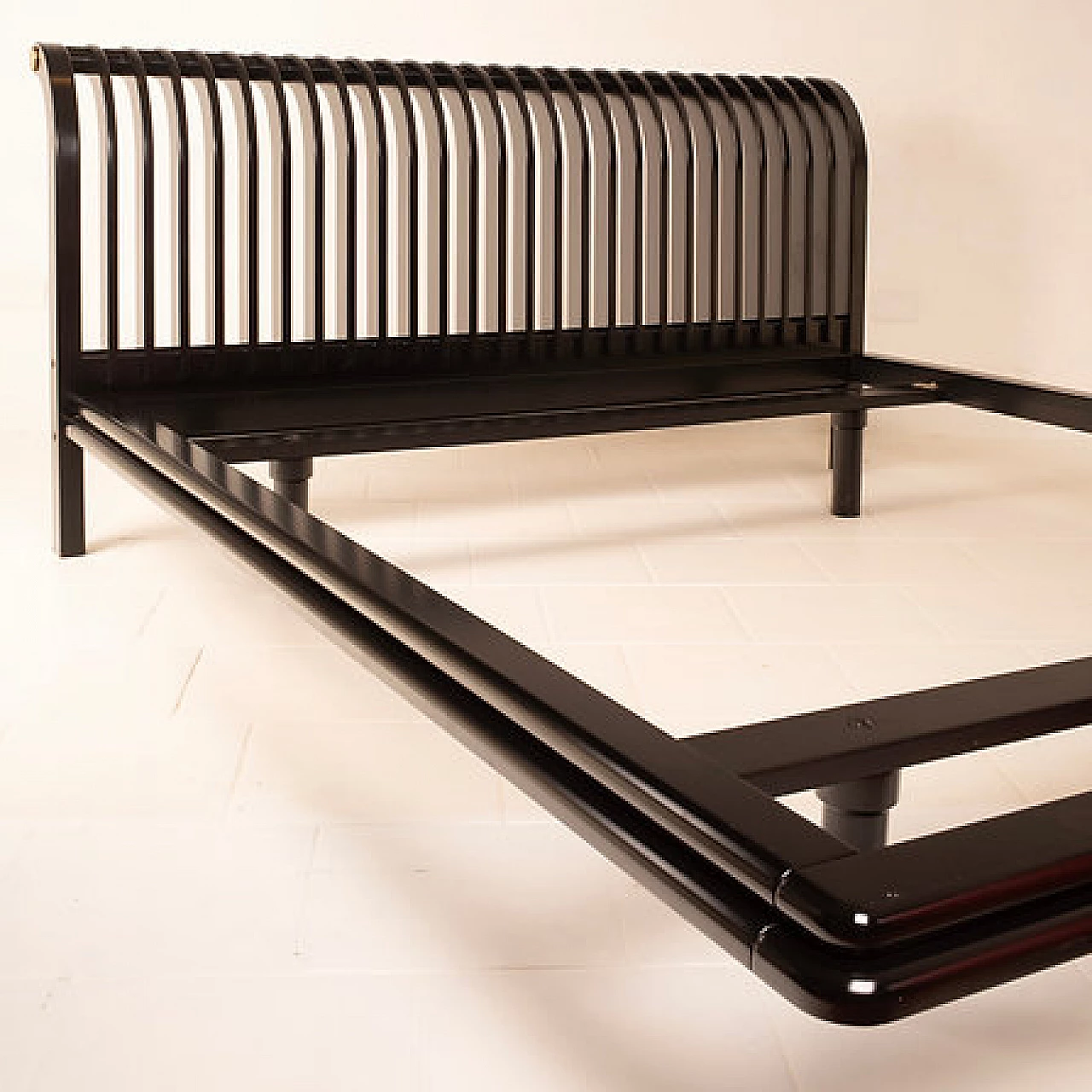 Black lacquered wood and brass bed by Pierre Cardin, 1970s 6