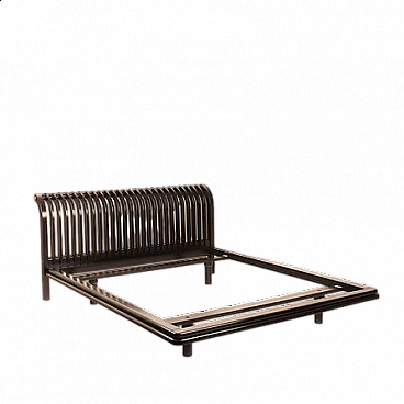 Black lacquered wood and brass bed by Pierre Cardin, 1970s