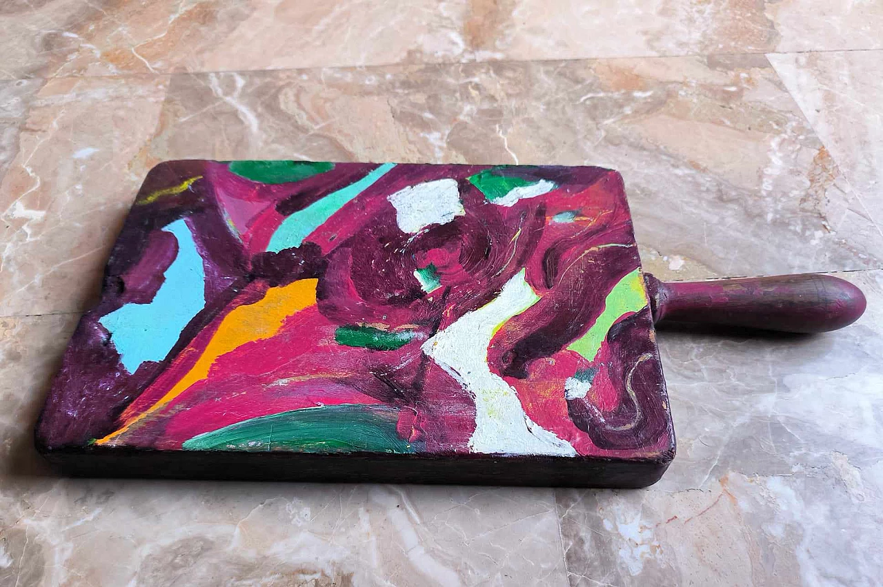 Cutting board in purple hand painted wood 1