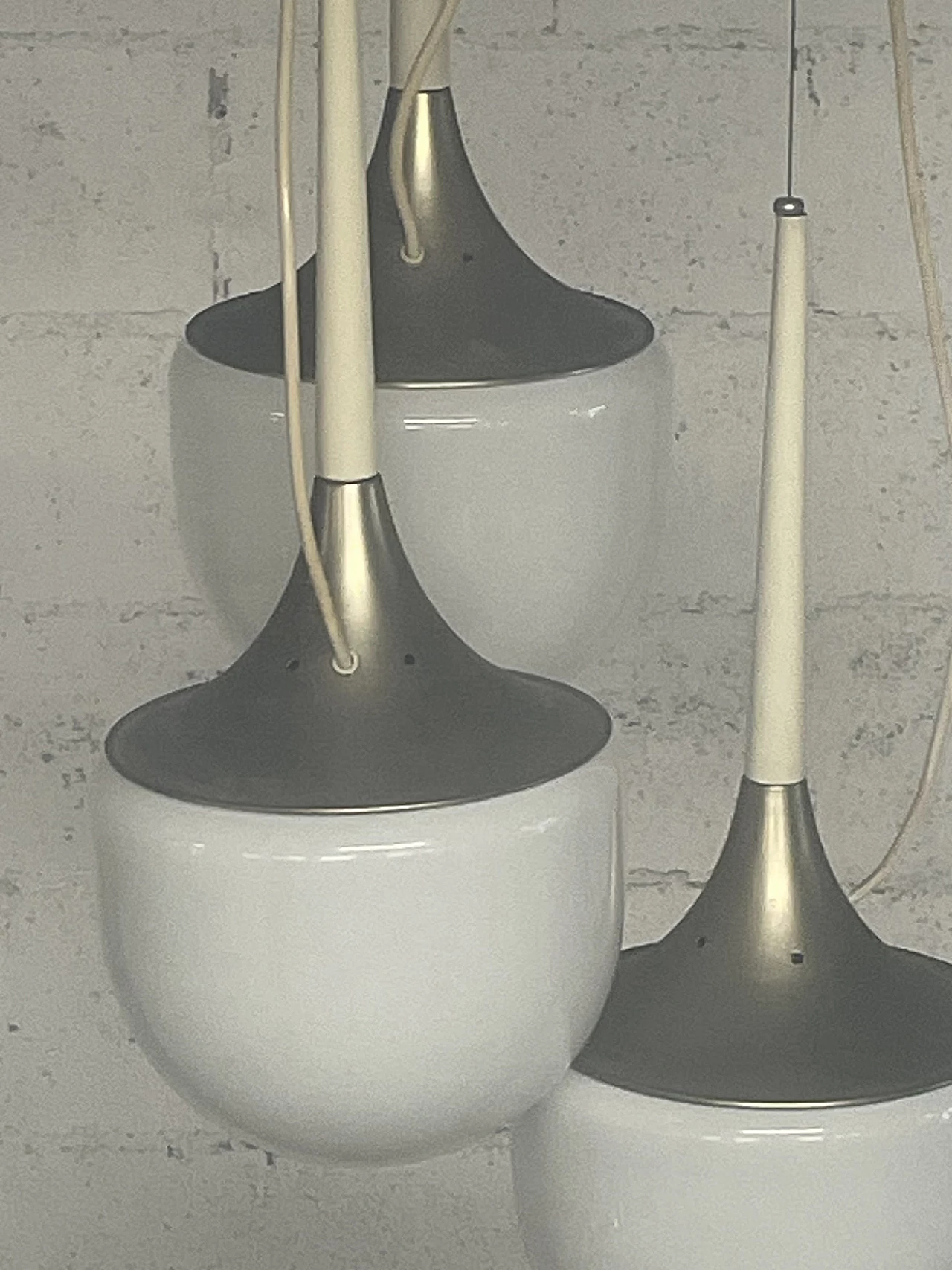 Lampadario a tre luci in metallo e plastica di Esperia, anni '70 16