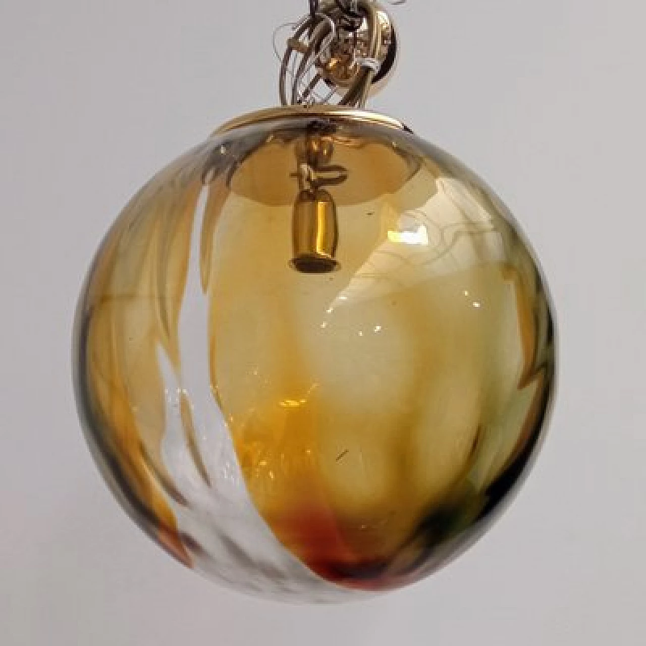 Spherical Murano glass hanging lamp by VeArt, 1970s 3