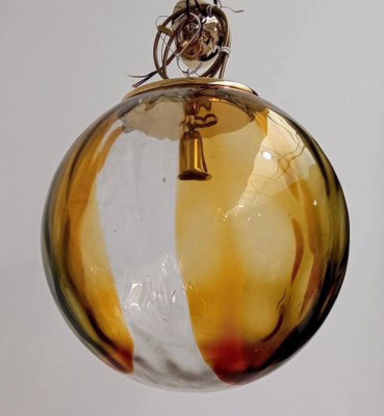 Spherical Murano glass hanging lamp by VeArt, 1970s 4