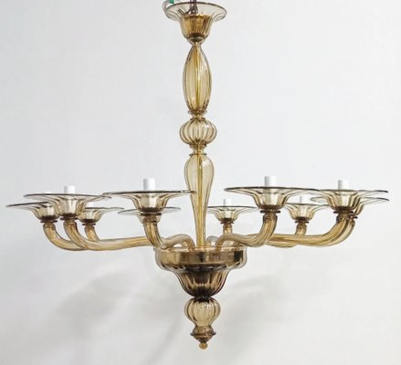 Lampadario in vetro di Murano fumé ambrato di Cappellin, anni '70 3