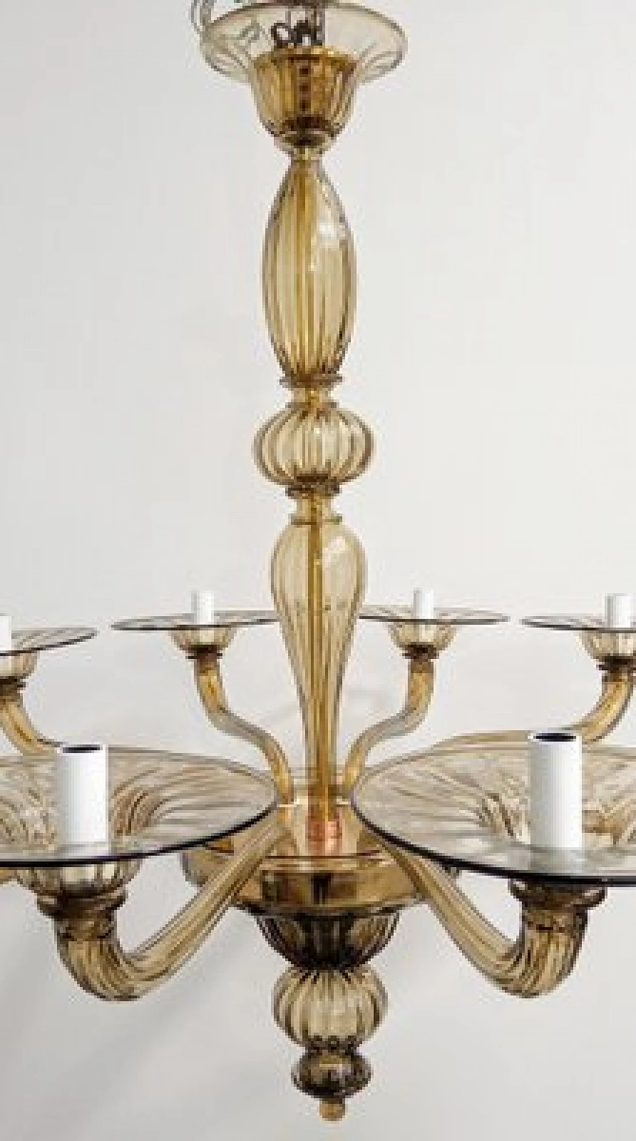 Lampadario in vetro di Murano fumé ambrato di Cappellin, anni '70 4