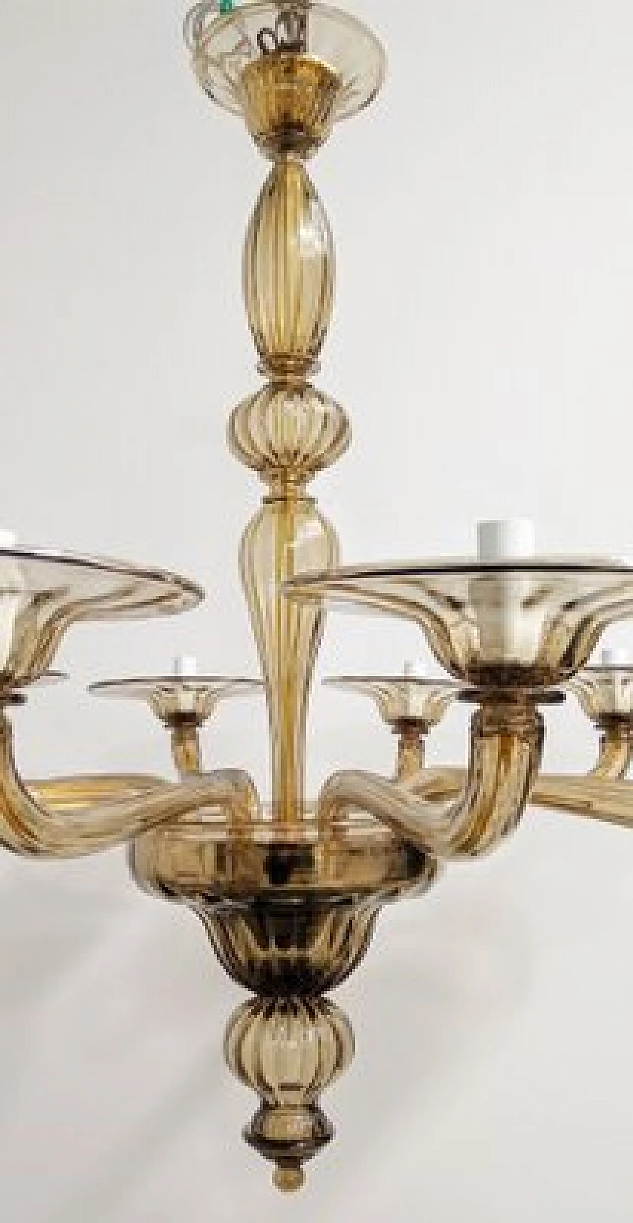 Lampadario in vetro di Murano fumé ambrato di Cappellin, anni '70 5